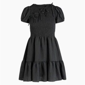 The Gia Mini Nap Dress - Black Tonal Seersucker / S, Hill House Home